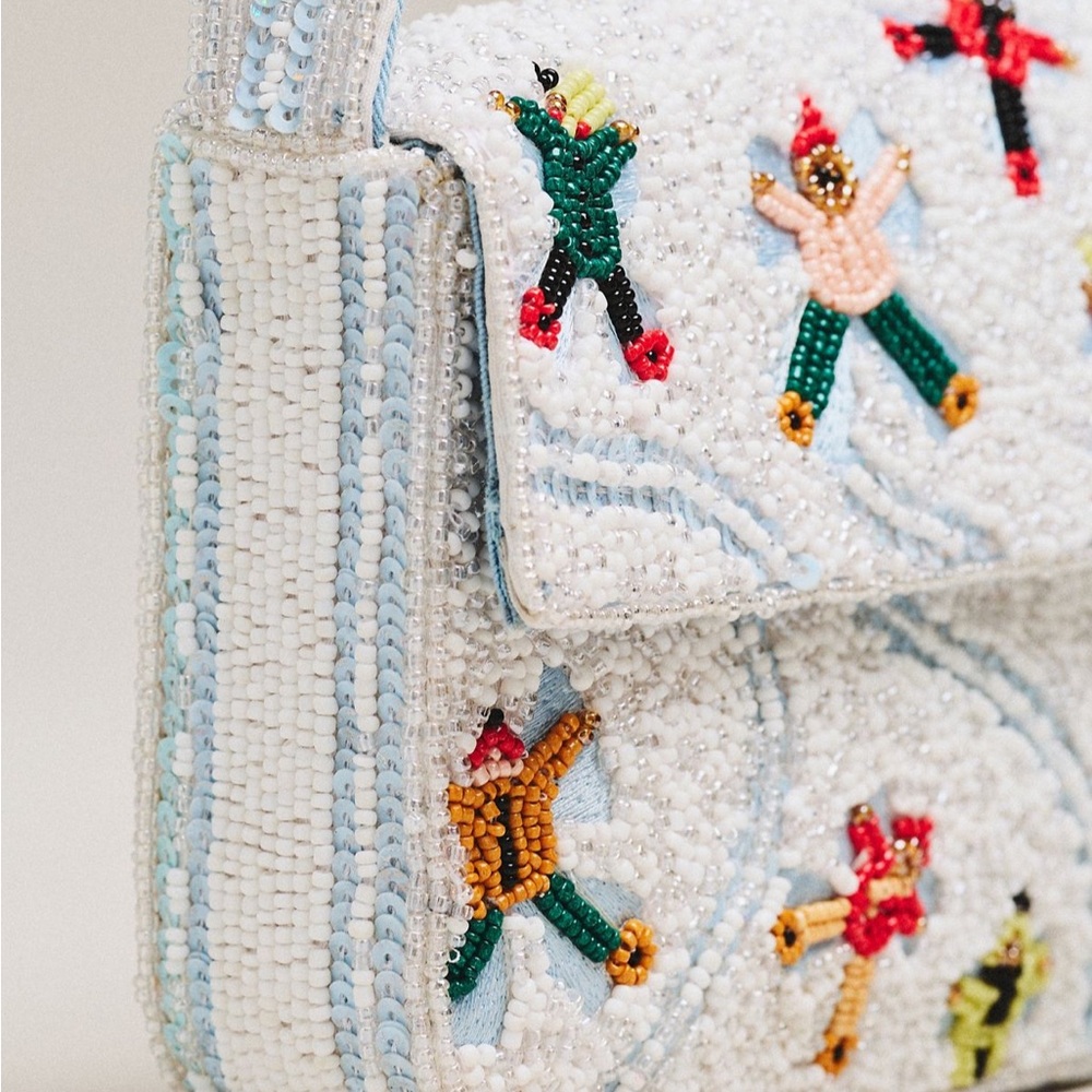 ANTHROPOLOGIE The Fiona Beaded Bag:  Winter Icon Edition - Snow Angels / NWT - Picture 4 of 4
